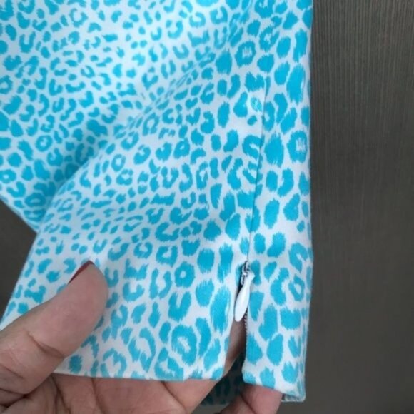 Leopard Print Womens Pants Size 10 Cotton & Lycra Blend with Side Zipper - Picture 7 of 8